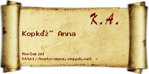 Kopkó Anna névjegykártya