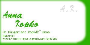 anna kopko business card